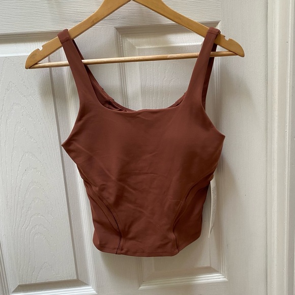NWT Lululemon Nulu Mesh-Back Shelf-Bra Yoga Tank Top crop top orange brick - Picture 2 of 6